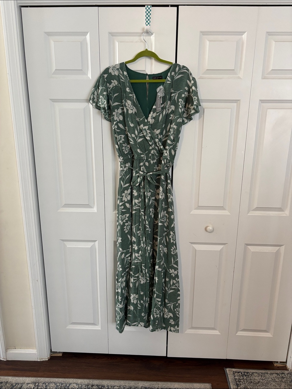 Lane Bryant Sage Green Floral Wrap Maxi Dress